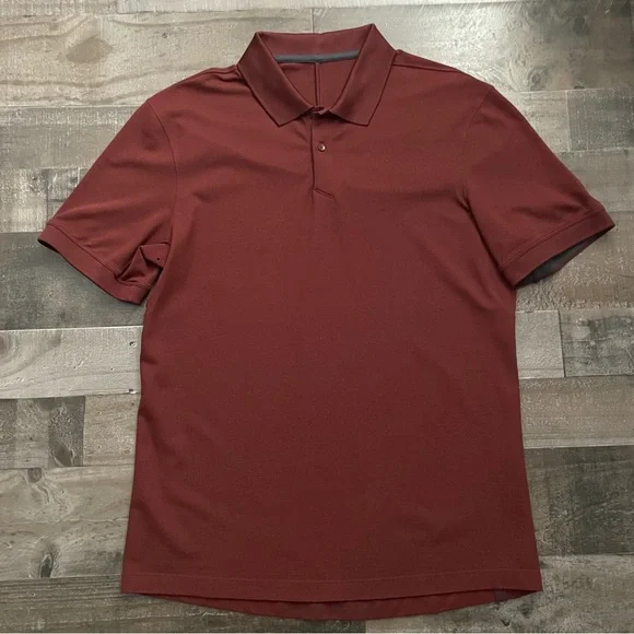 Lululemon Athletica Men's Tech Pique Polo Shirt Golf Classic Mahogany Red sz L - Picture 6 of 10